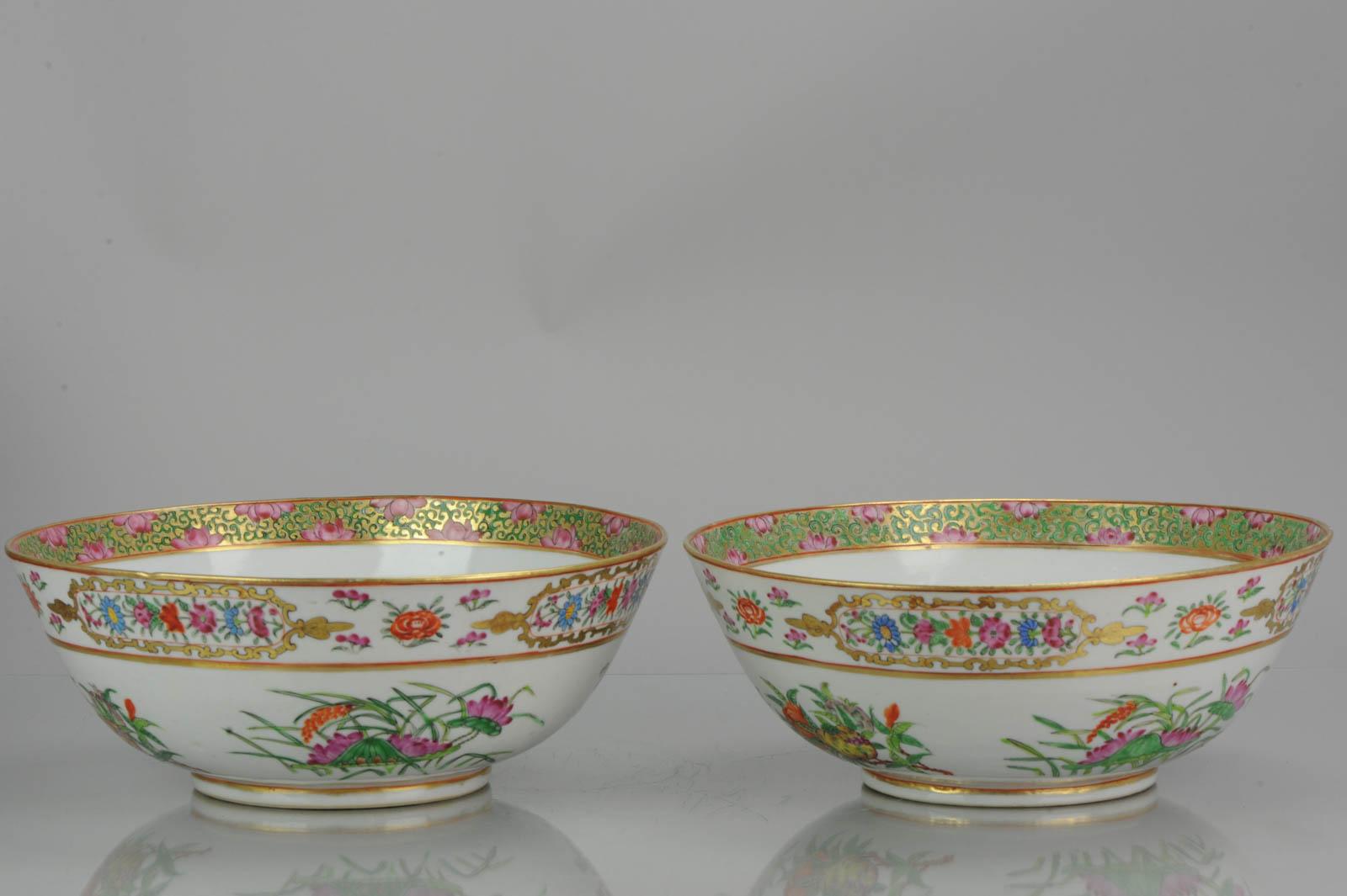 Pair of Lovely Antique Chinese Famille Rose Bowl Qing Fruits and Flower 4