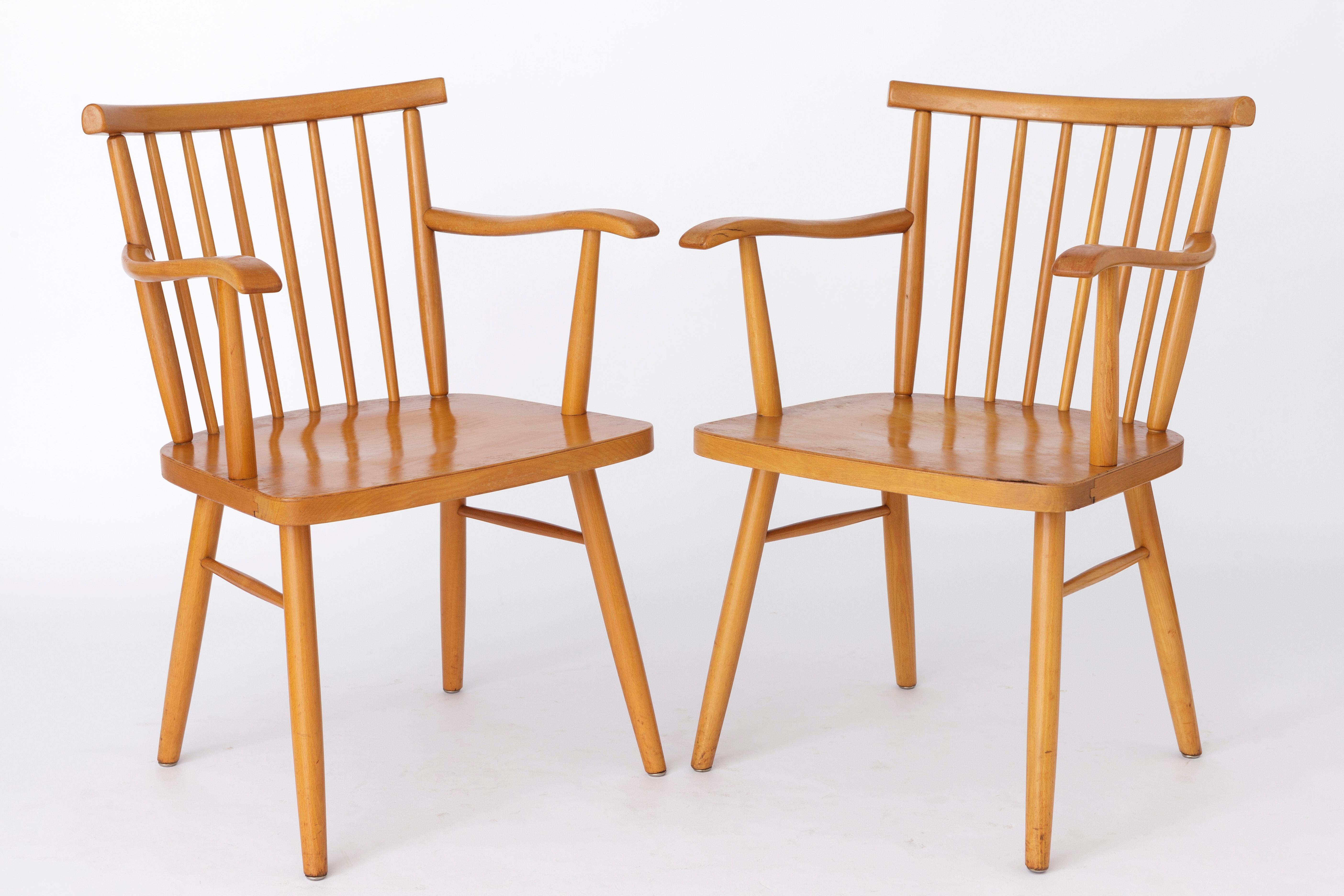 Mid-Century Modern Pair Lübke Chairs 1950s Vintage Germany For Sale