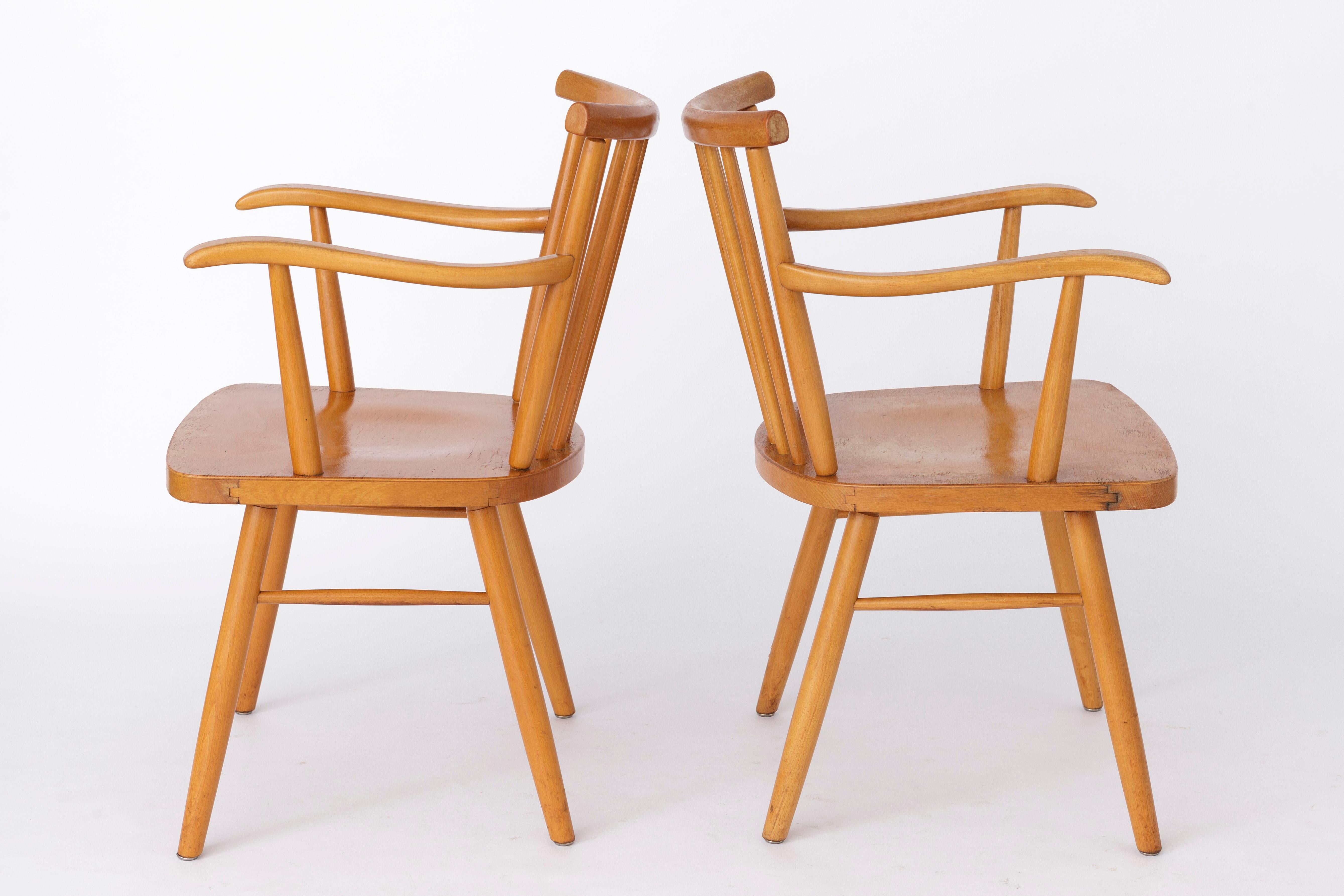Polished Pair Lübke Chairs 1950s Vintage Germany For Sale