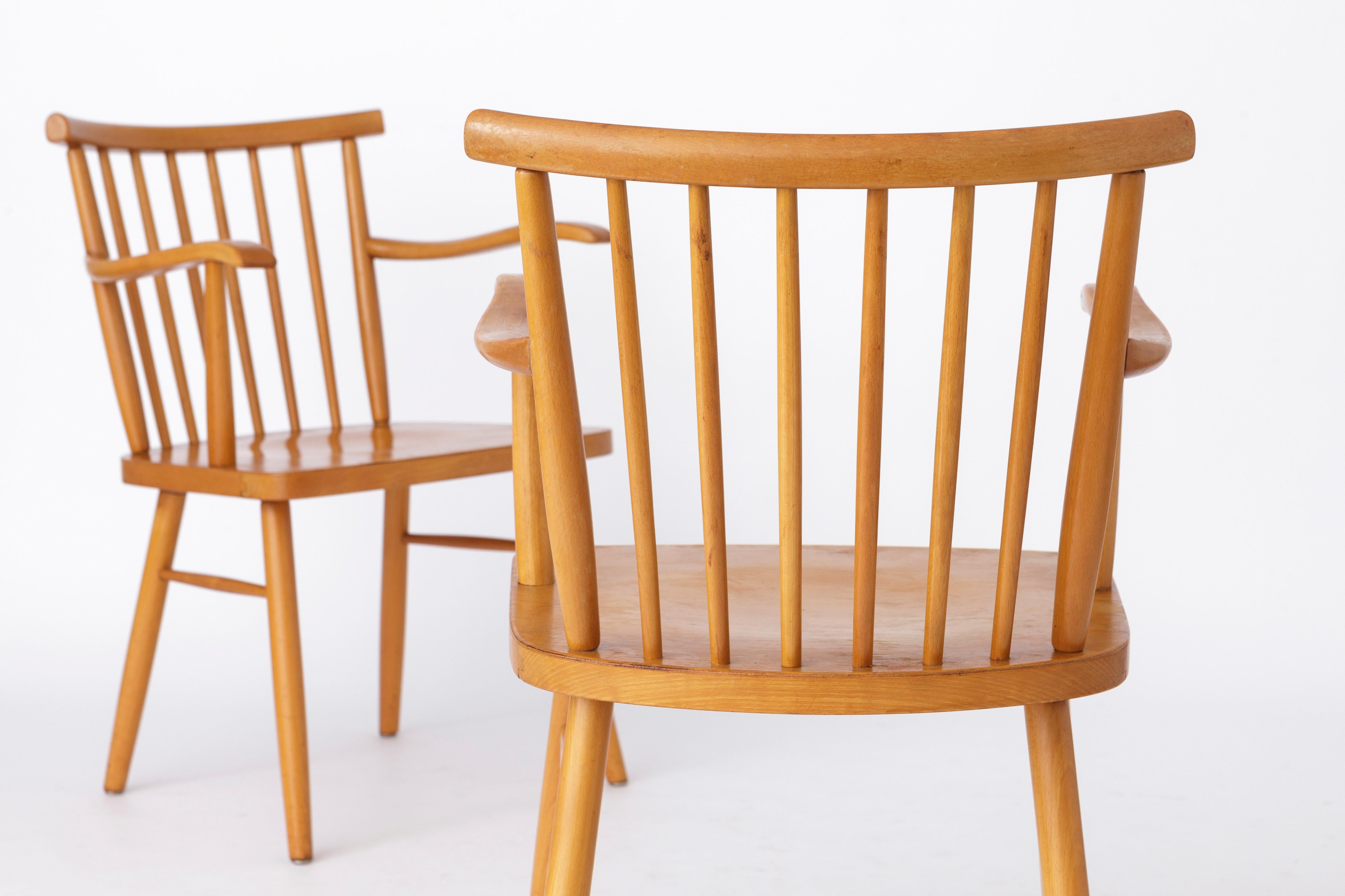 Pair Lübke Chairs 1950s Vintage Germany In Good Condition For Sale In Hannover, DE