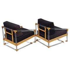 Pair Lucite and Rattan Lounge Chairs by McGuire for Four Seasons