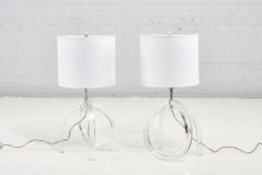 Pair Lucite Pretzel Table Lamps Herb Ritts Astrolite, 1960