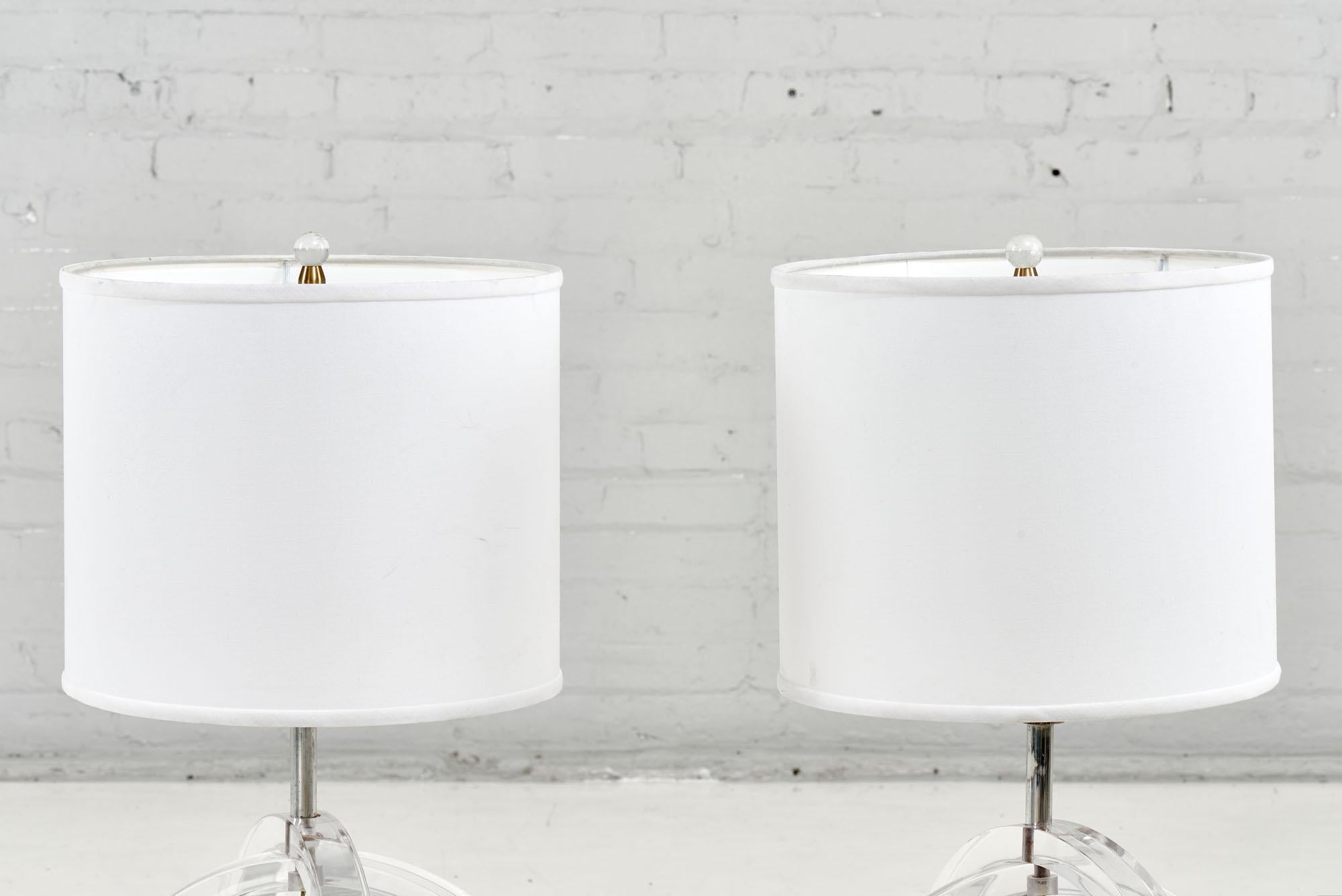 Pair Lucite Pretzel Table Lamps Herb Ritts Astrolite, 1960 2