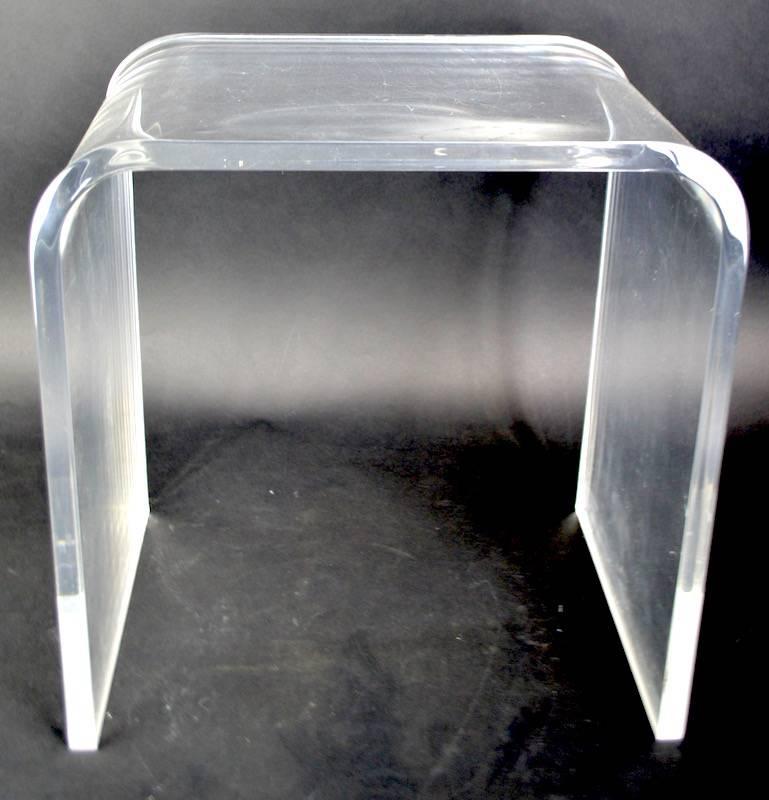American Pair of Lucite Waterfall Side Tables For Sale