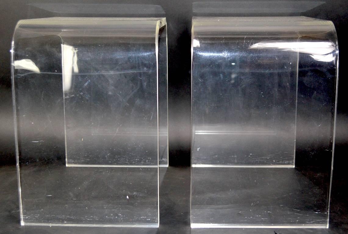 20th Century Pair of Lucite Waterfall Side Tables For Sale