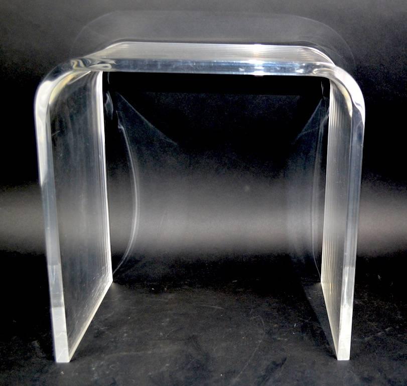 Pair of Lucite Waterfall Side Tables For Sale 1