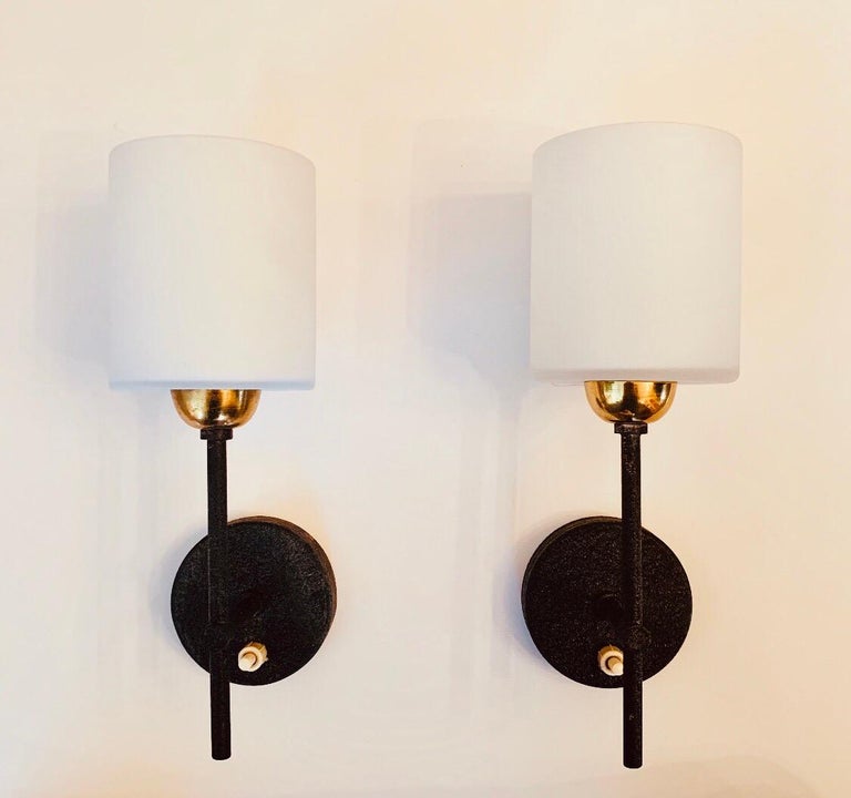 Mid-20th Century Pair of Lunel French 1960s Wall Lights For Sale