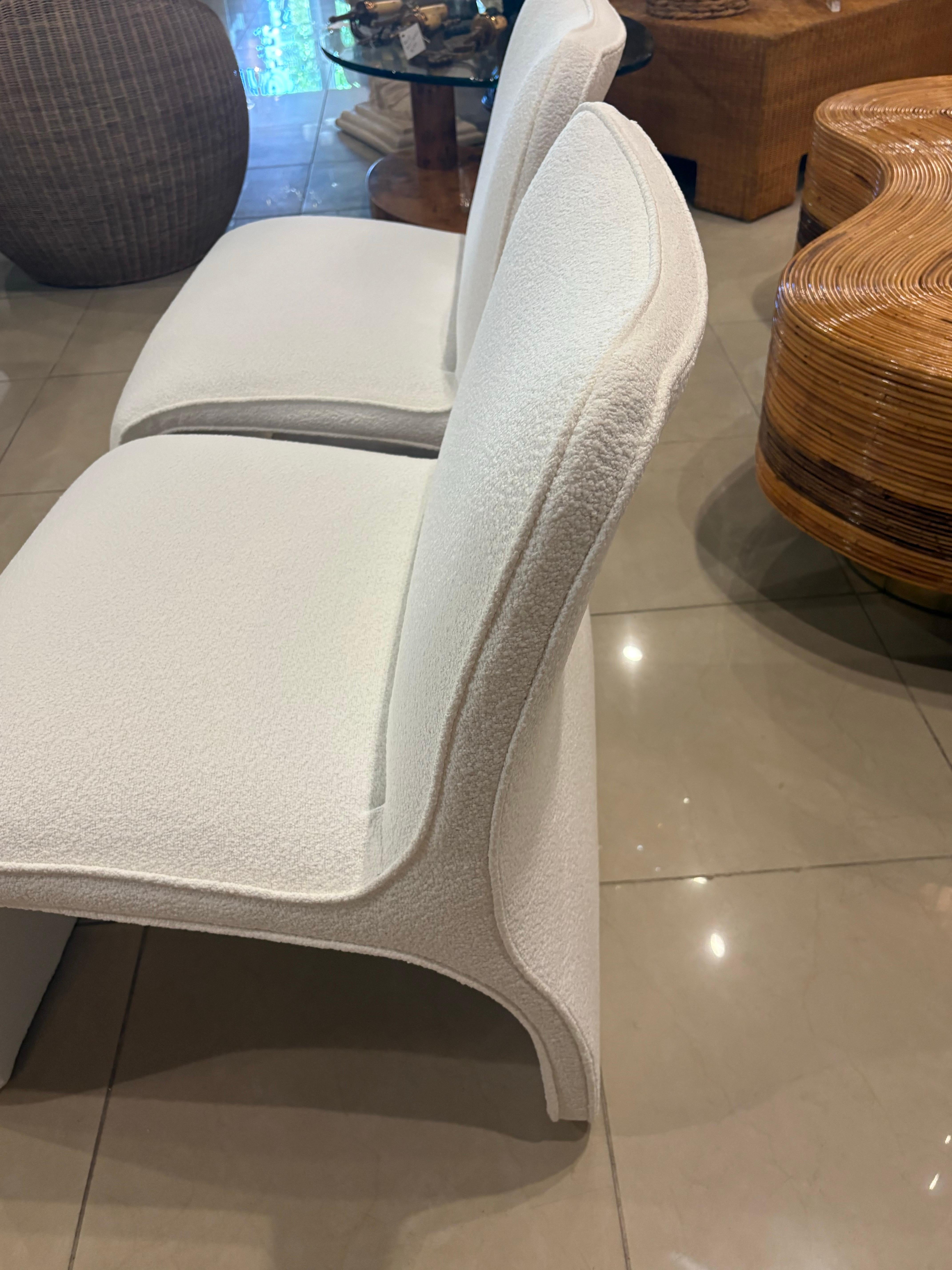 Pair M. Fillmore Harty Sculptural Slipper Wave Chairs for Preview New Boucle For Sale 7