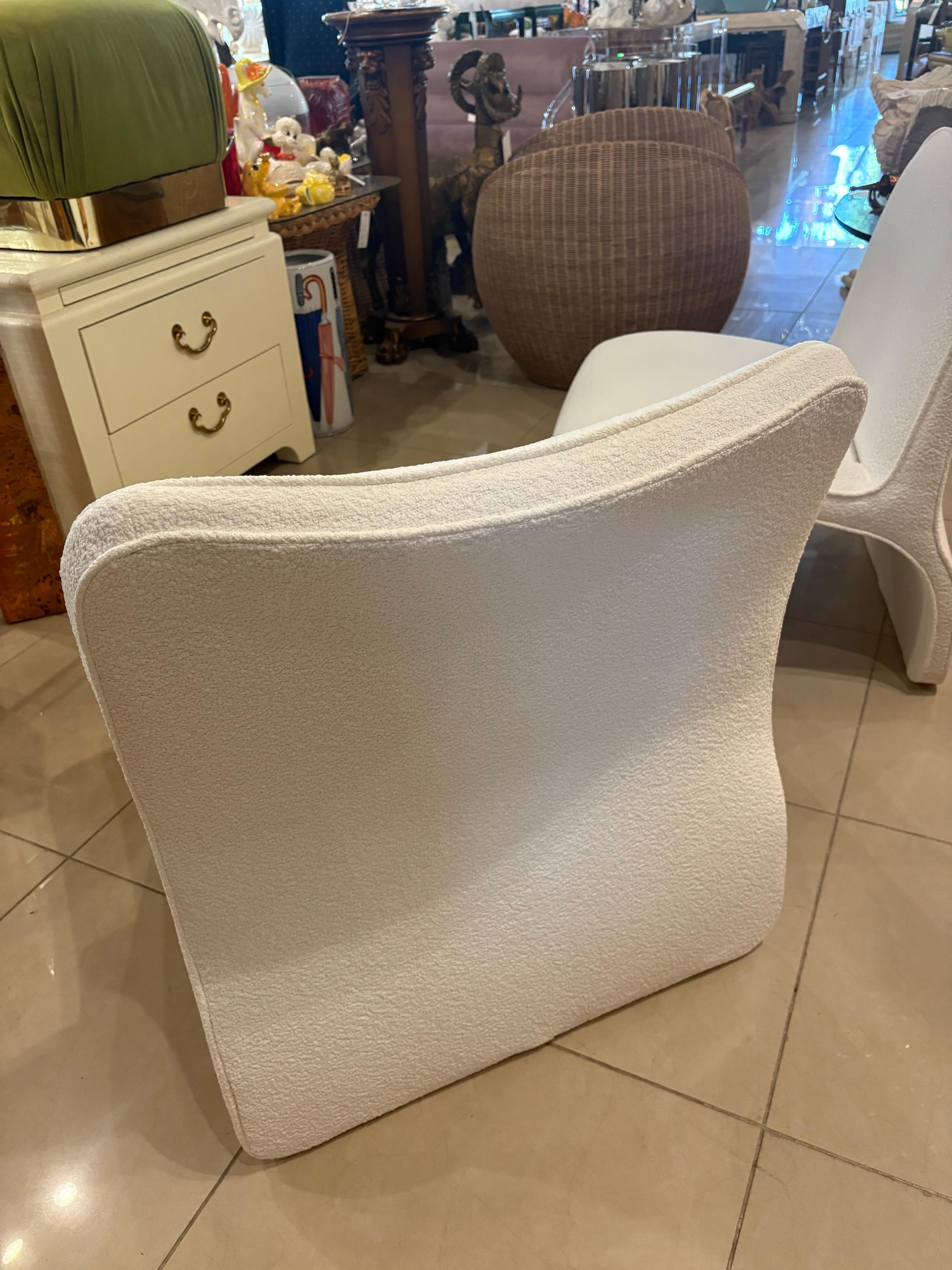American Pair M. Fillmore Harty Sculptural Slipper Wave Chairs for Preview New Boucle For Sale