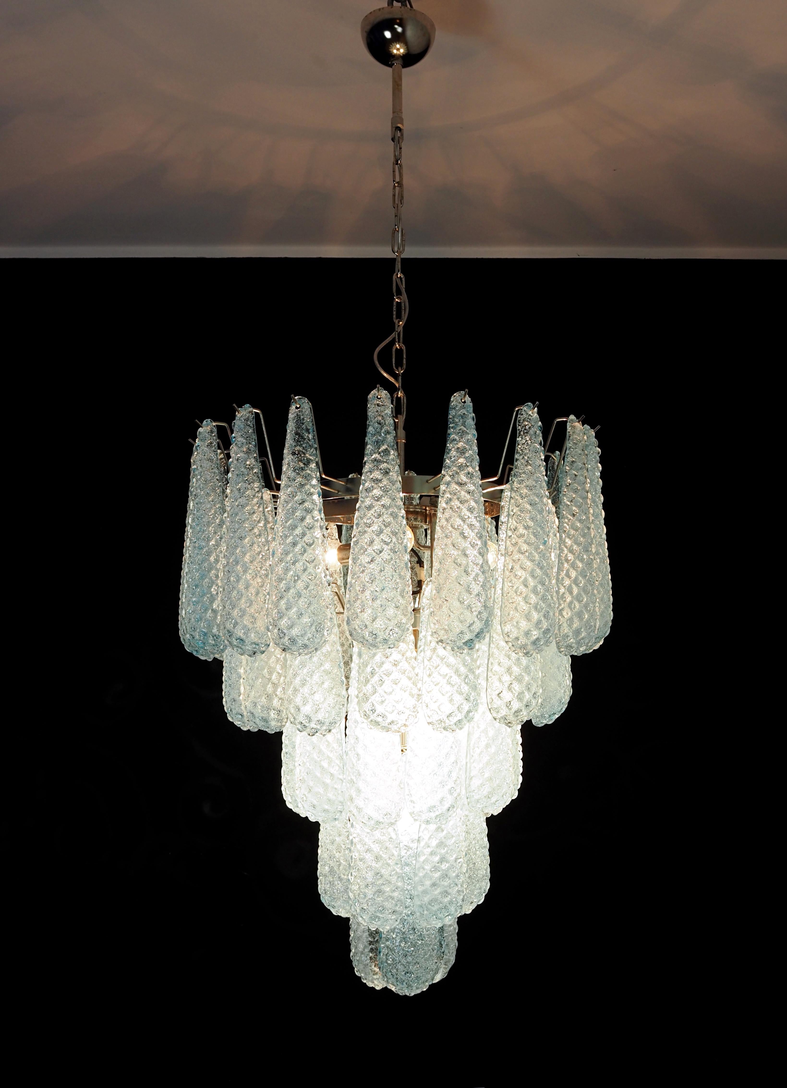 Pair Magic Murano Blue Drops Chandeliers For Sale 5