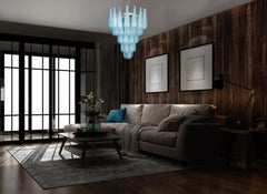 Pair Magic Murano Blue Drops Chandeliers