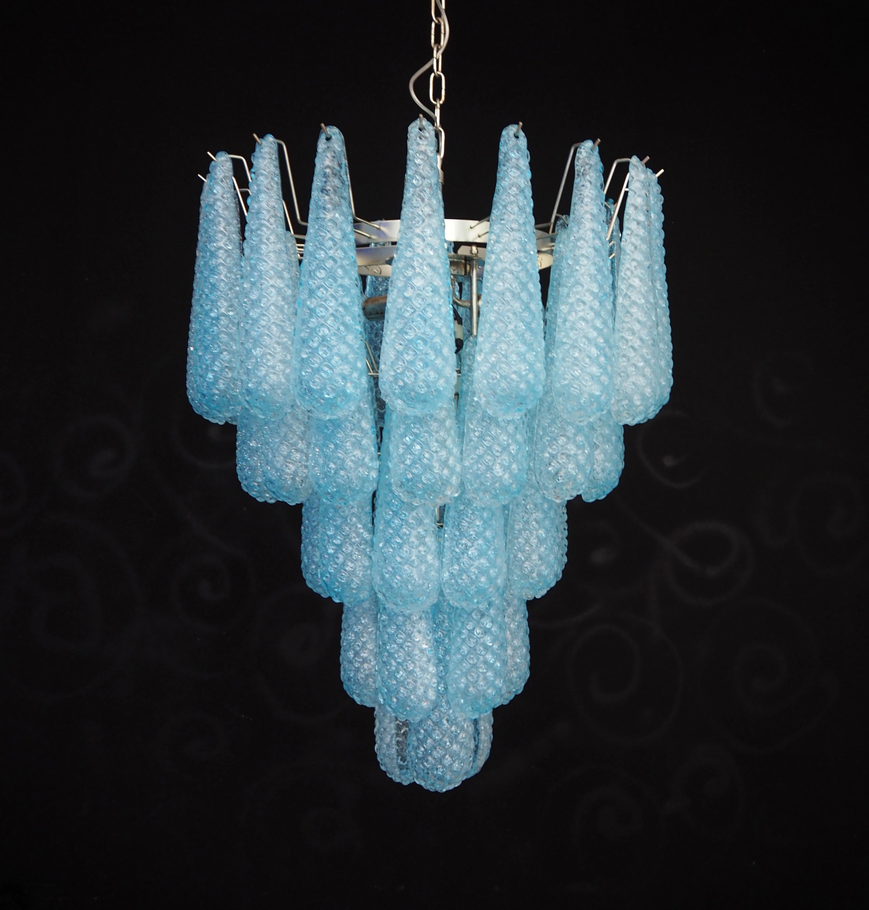 Pair Magic Murano Blue Drops Chandeliers For Sale 2