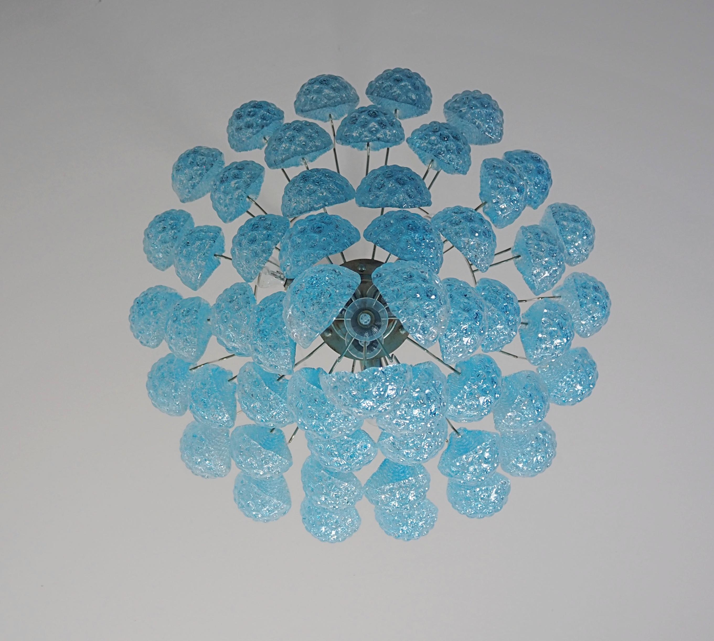 Pair Magic Murano Blue Drops Chandeliers For Sale 3