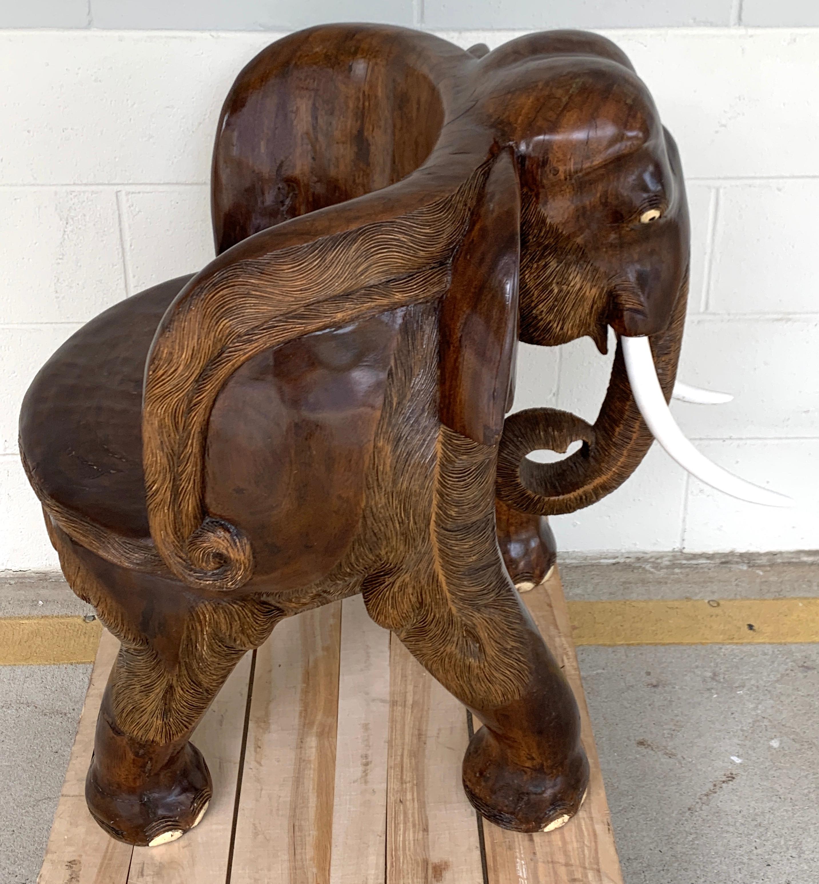 Pair of Magnificent of Late 19th Century Hardwood Carved Elephant Chairs For Sale 5