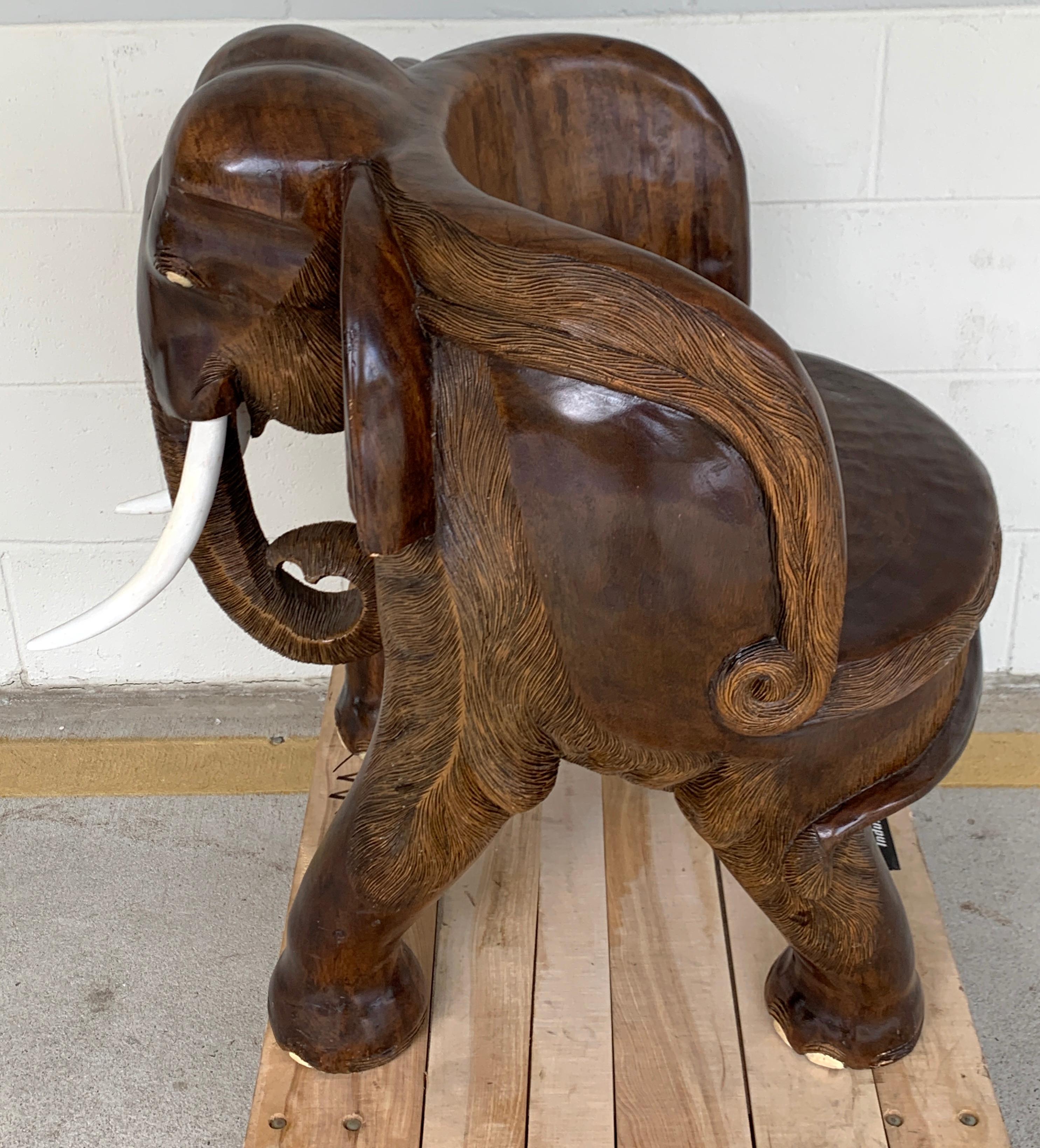 Pair of Magnificent of Late 19th Century Hardwood Carved Elephant Chairs For Sale 9