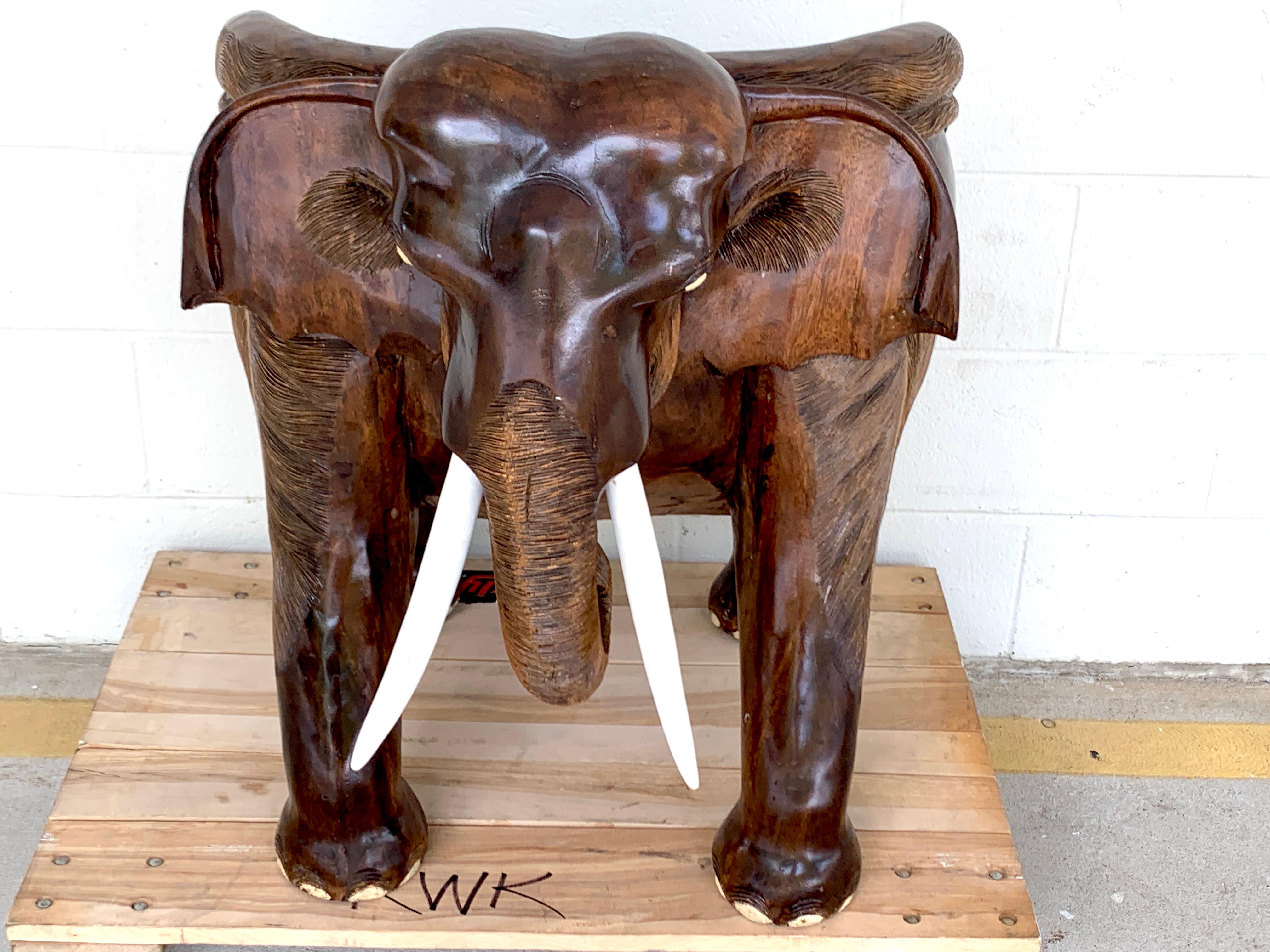 Pair of Magnificent of Late 19th Century Hardwood Carved Elephant Chairs For Sale 3
