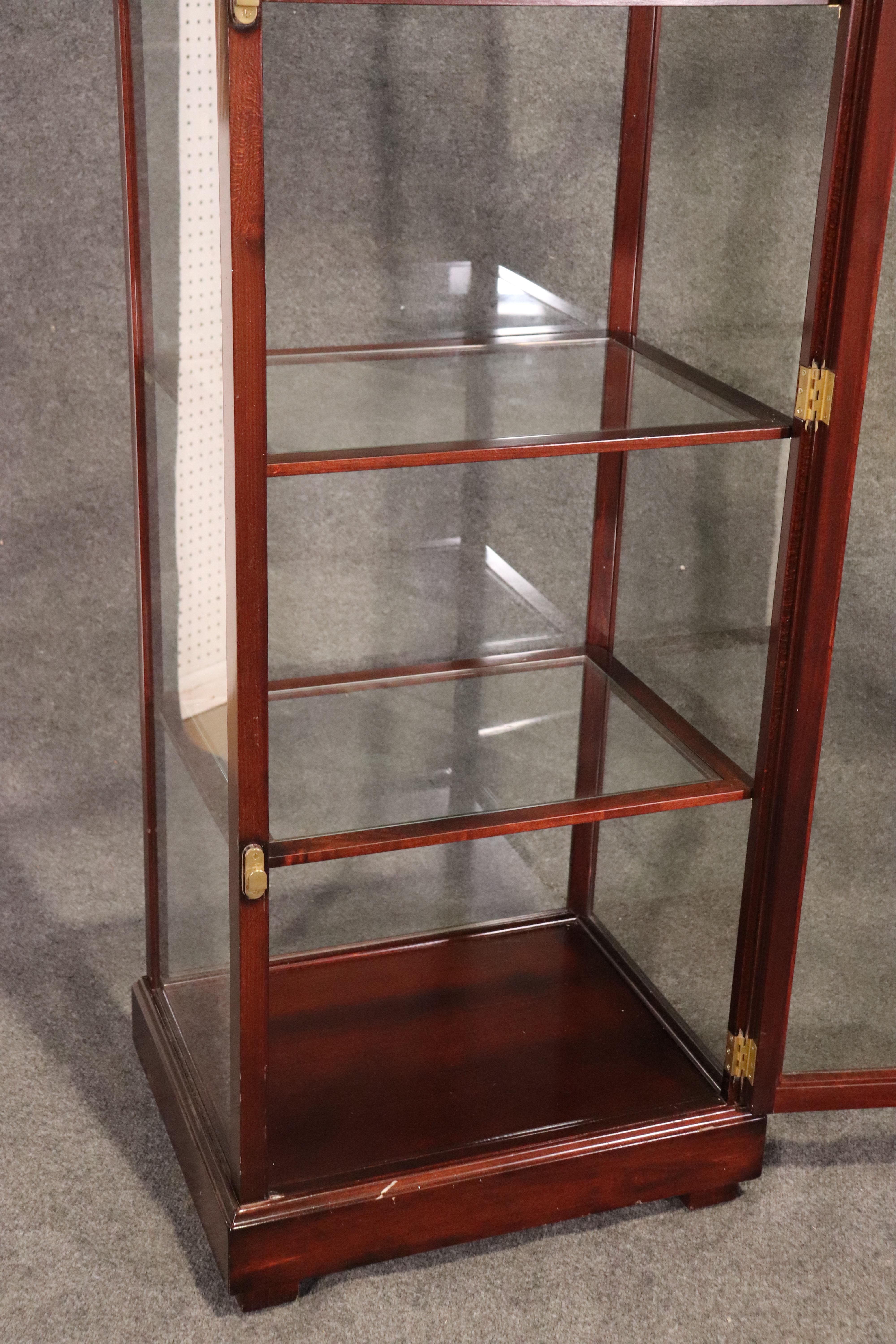 Pair of Mahogany Arched Narrow Glass Italian-Made Vitrine China Display Cabinets 3