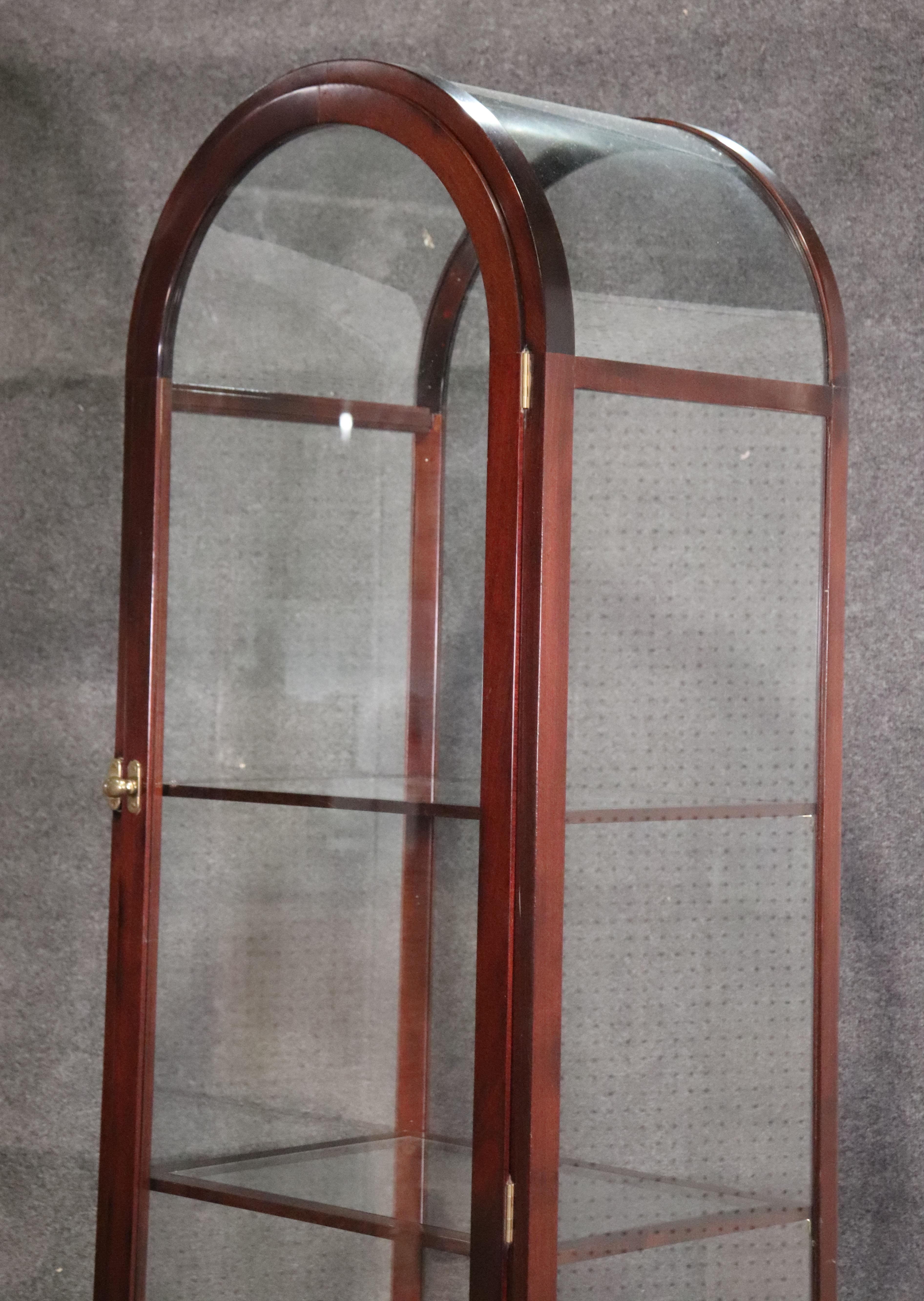 Pair of Mahogany Arched Narrow Glass Italian-Made Vitrine China Display Cabinets 6