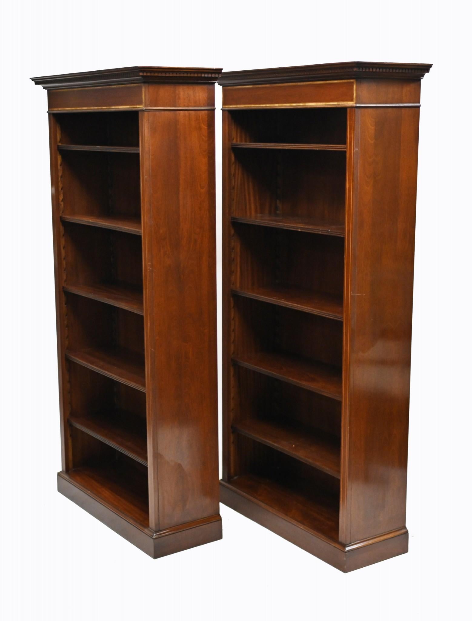 Pair Mahogany Bookcases Open Front Sheraton For Sale 8