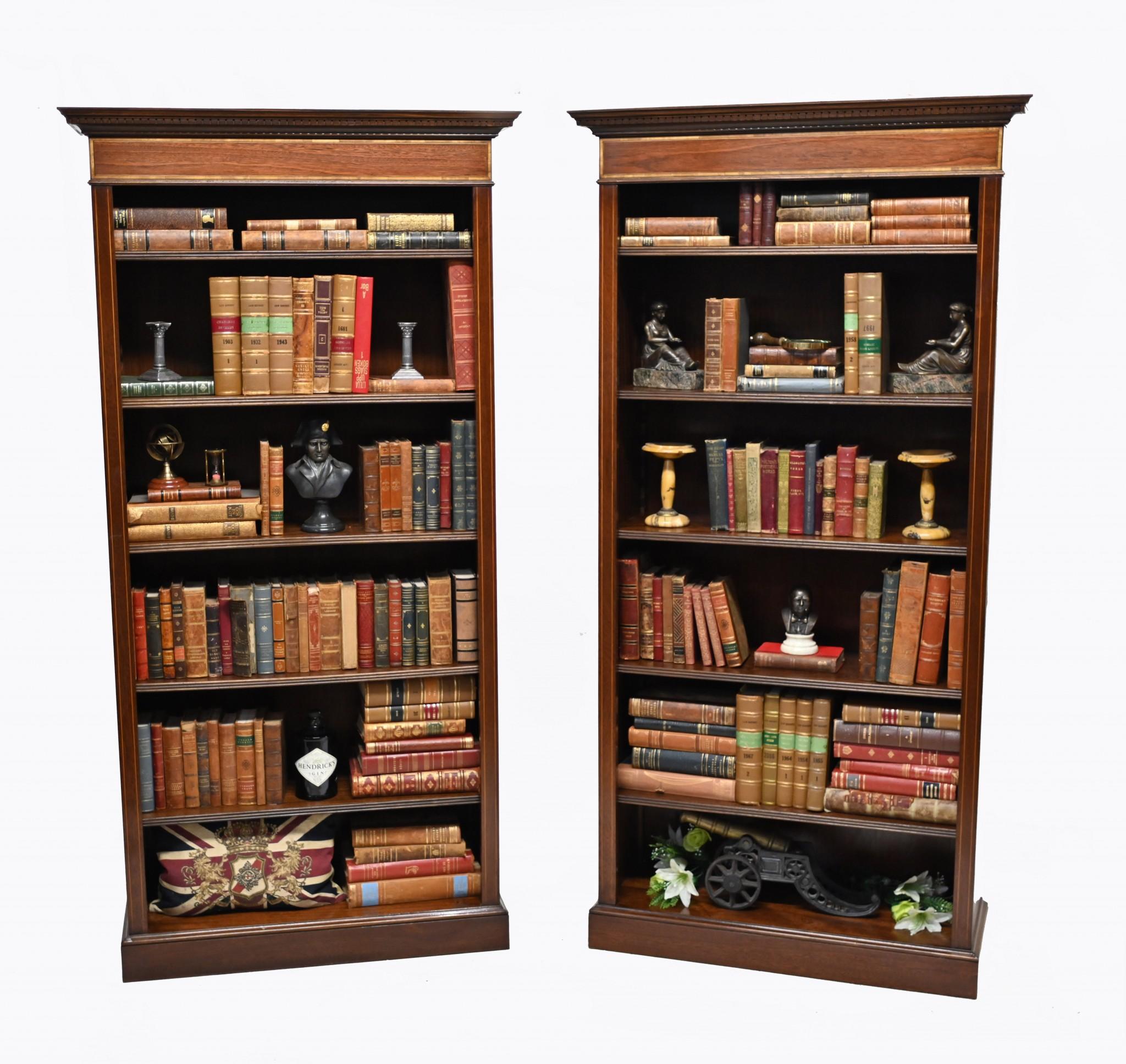 Pair Mahogany Bookcases Open Front Sheraton For Sale 9