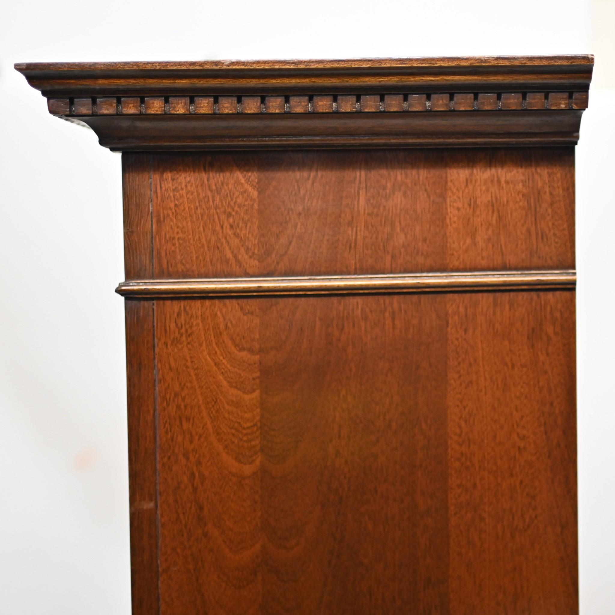 Edwardian Pair Mahogany Bookcases Open Front Sheraton For Sale