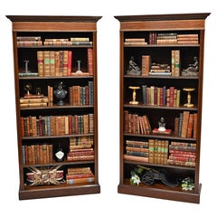 Antique Pair Mahogany Bookcases Open Front Sheraton