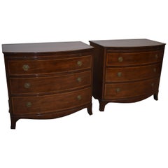 Vintage Pair of Mahogany Bow Front Bachelors Chests By Baker Furniture
