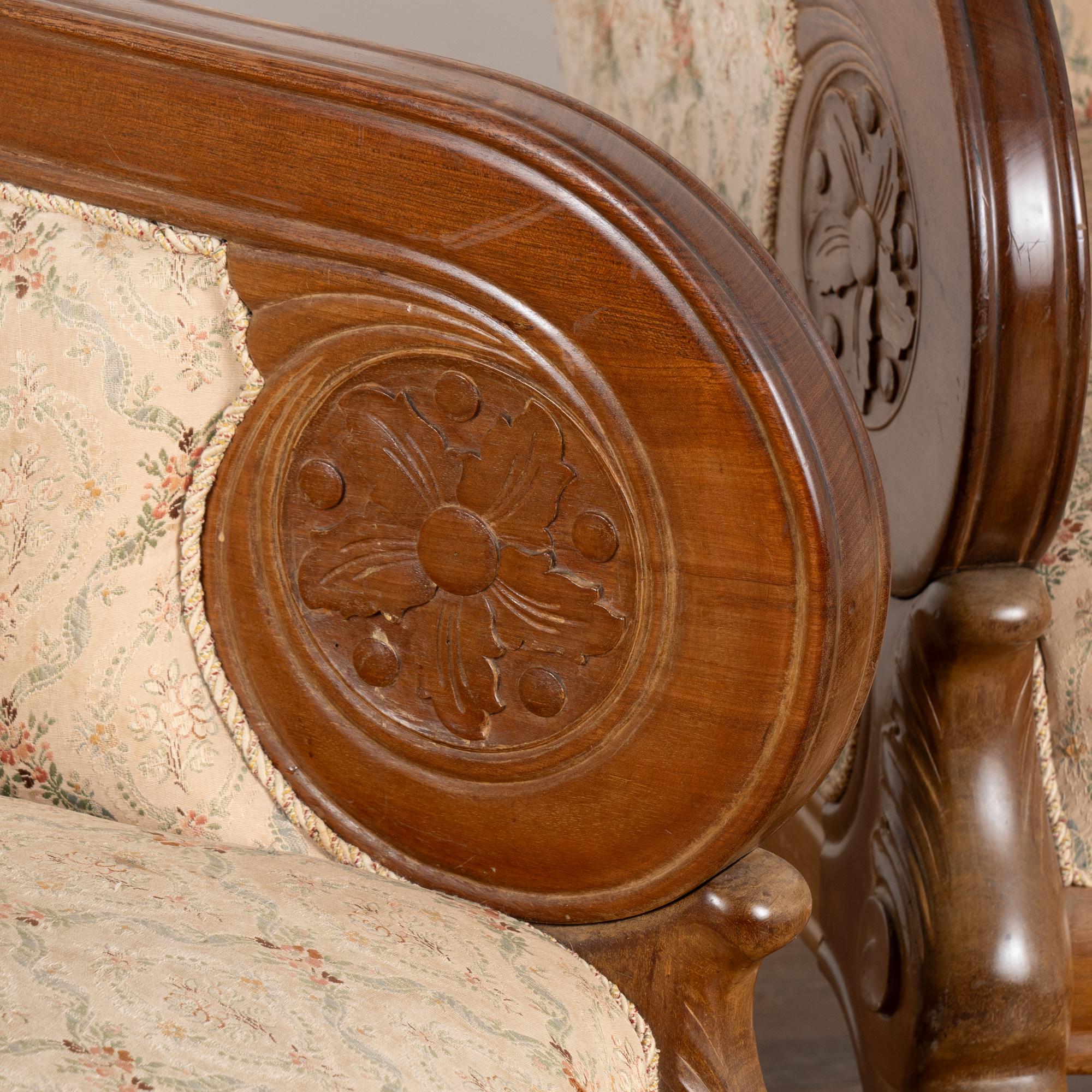 Upholstery Pair, Mahogany Club Library Chairs, Denmark circa 1900's For Sale