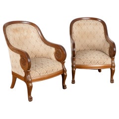Pair, Mahogany Club Library Chairs, Denmark circa 1900's