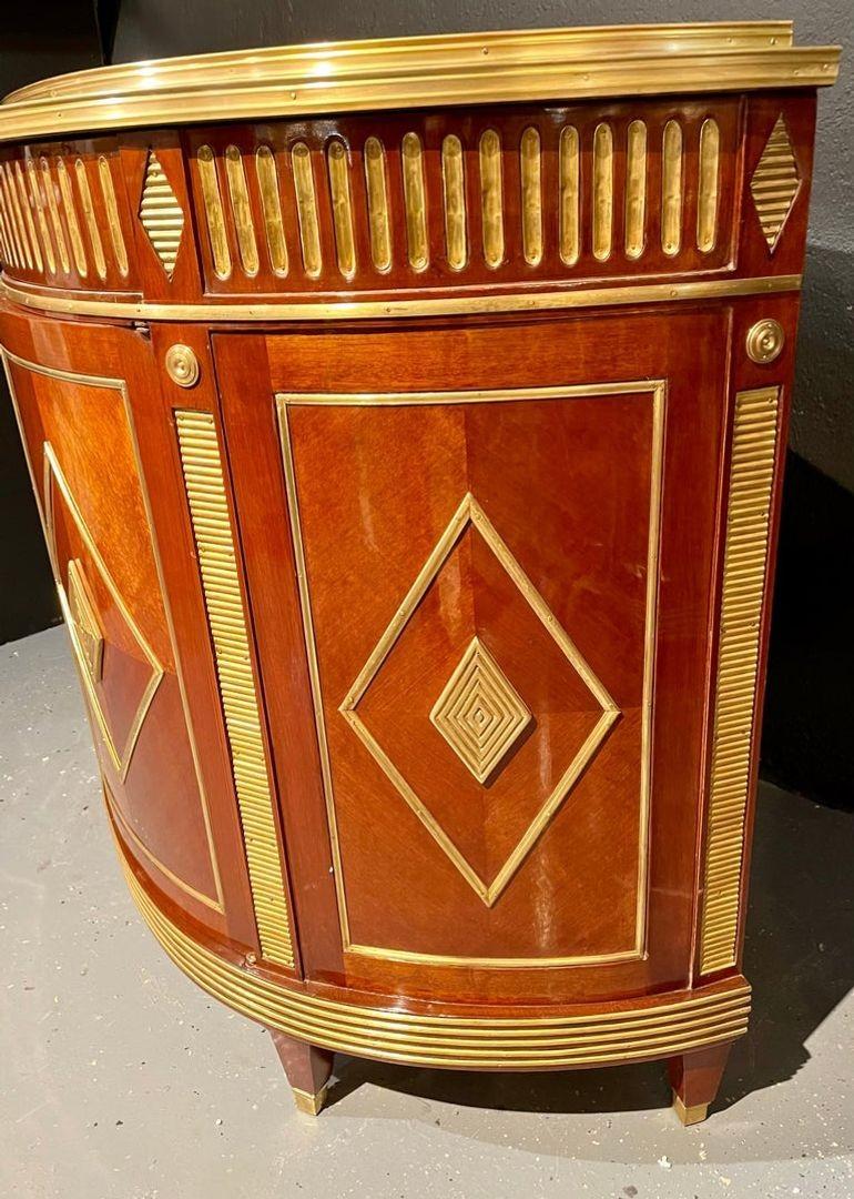 Russian Neoclassical, Demilune Servers, Mahogany, Brass, 20th C. 1