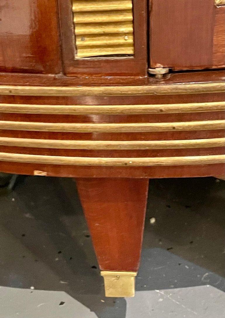 Russian Neoclassical, Demilune Servers, Mahogany, Brass, 20th C. 3