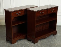PAIR MAHOGANY OPEN DWARF LIBRARY BOOKCASES ADJUSTABLE SHELVES j1