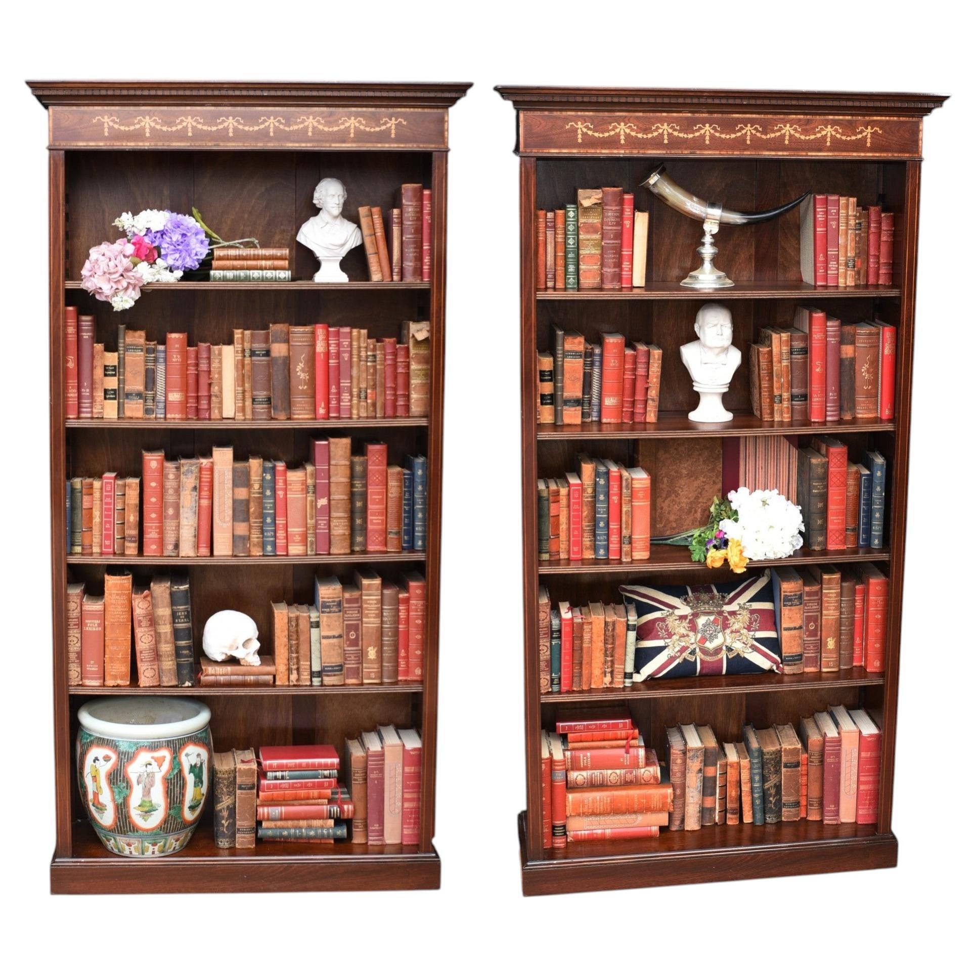 Pair Mahogany Open Front Bookcase - Regency Sheraton Bookcase Bespoke