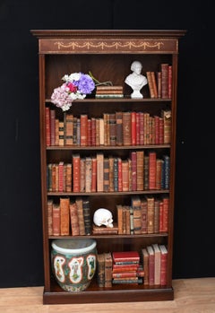 Pair Mahogany Open Front Bookcase - Regency Sheraton Bookcase