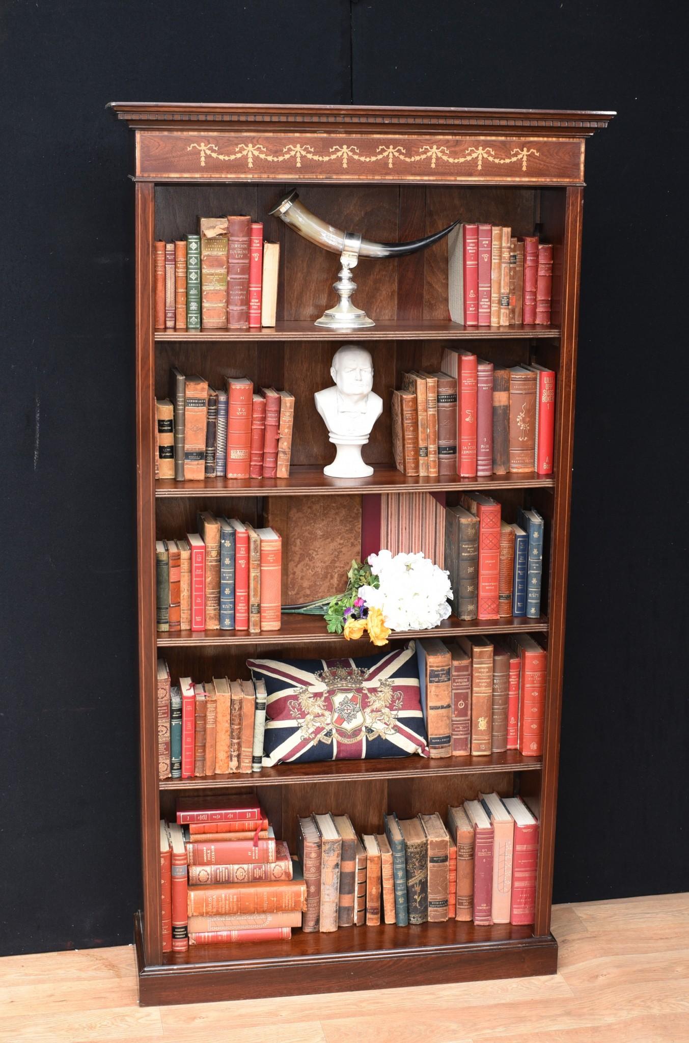 Pair Mahogany Open Front Bookcase - Regency Sheraton Bookcase For Sale 1
