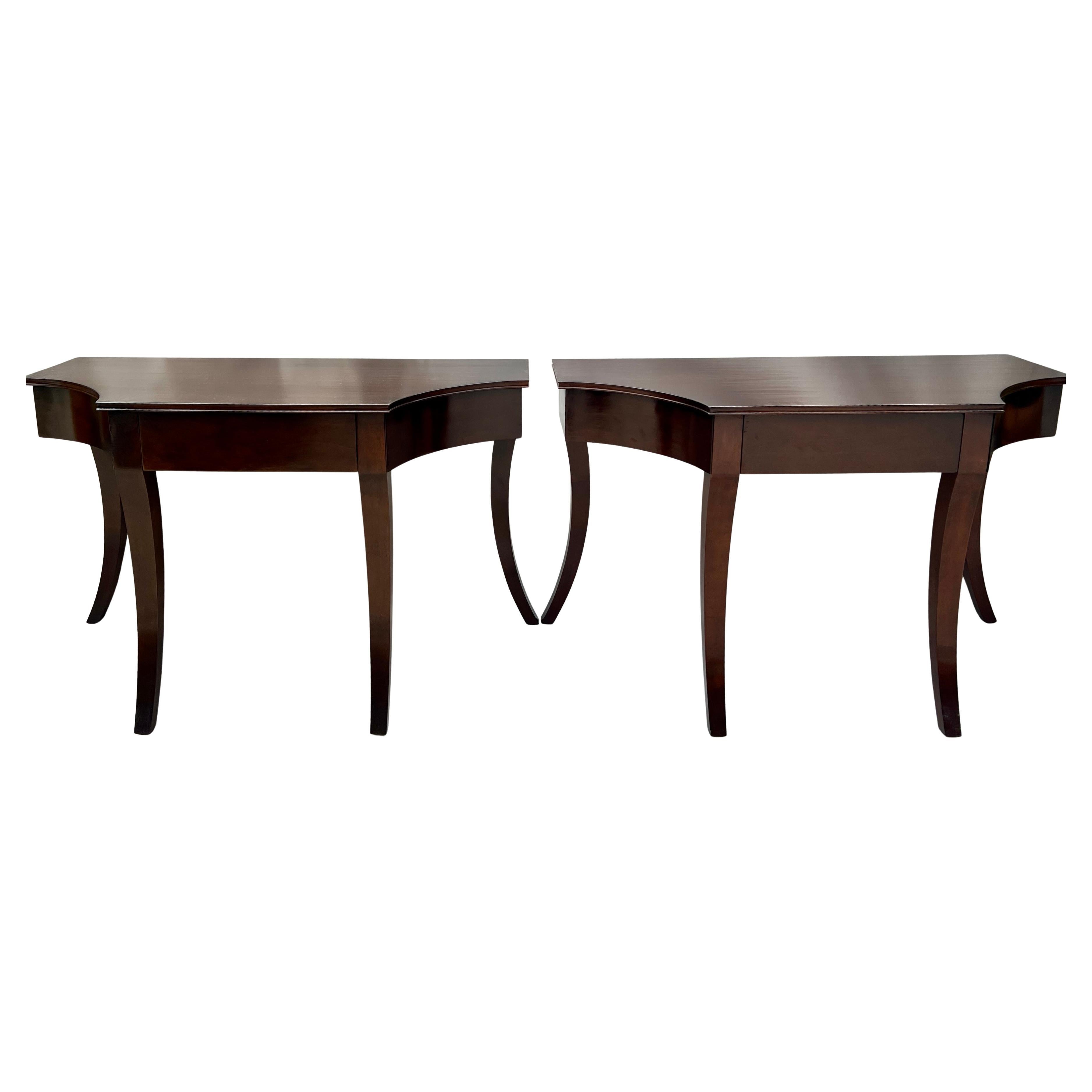 Pair Mahogany Rose Tarlow Melrose House Keats Console Tables with Three Drawers im Angebot