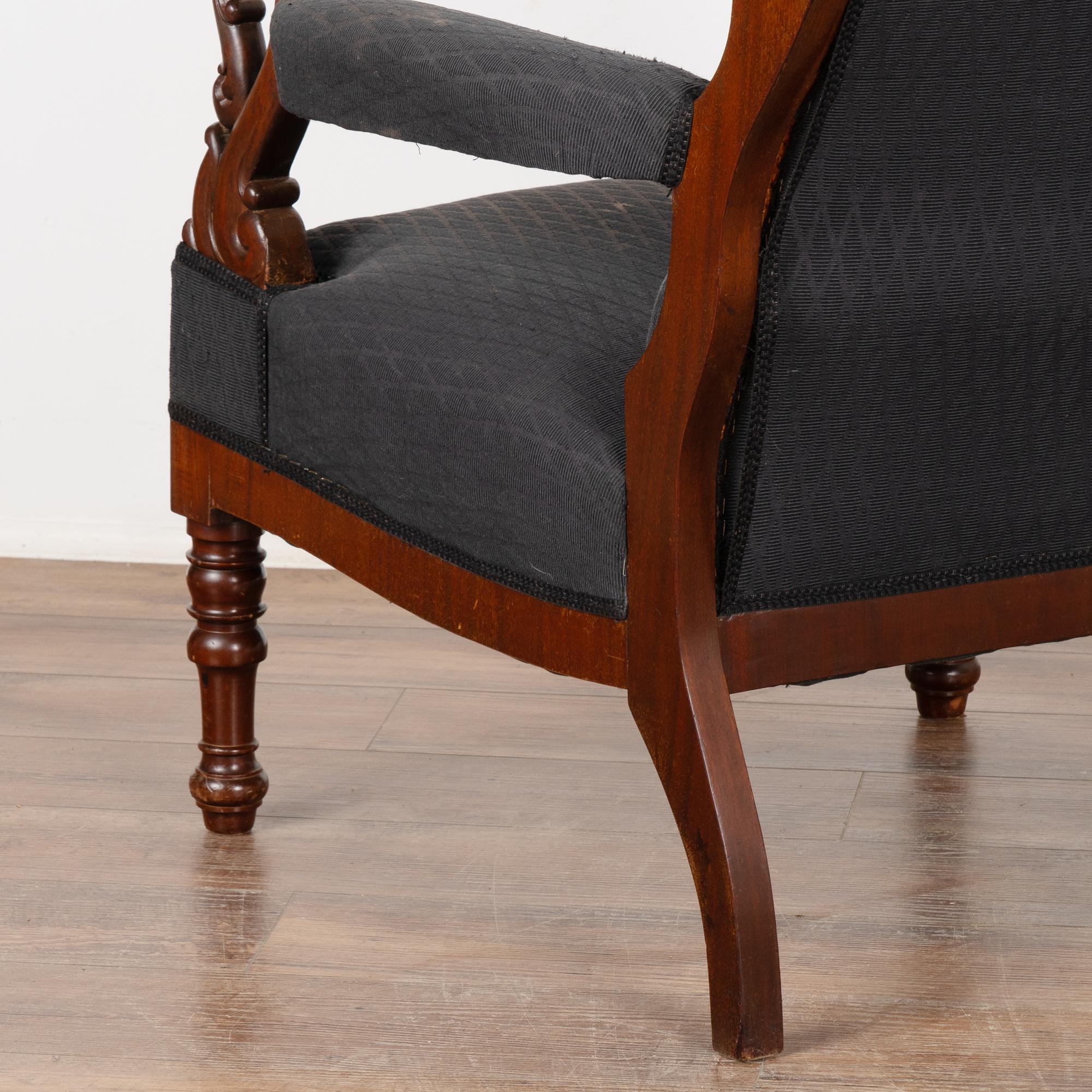 Pair, Mahogany Wingback Armchairs, Denmark circa 1840-60 5