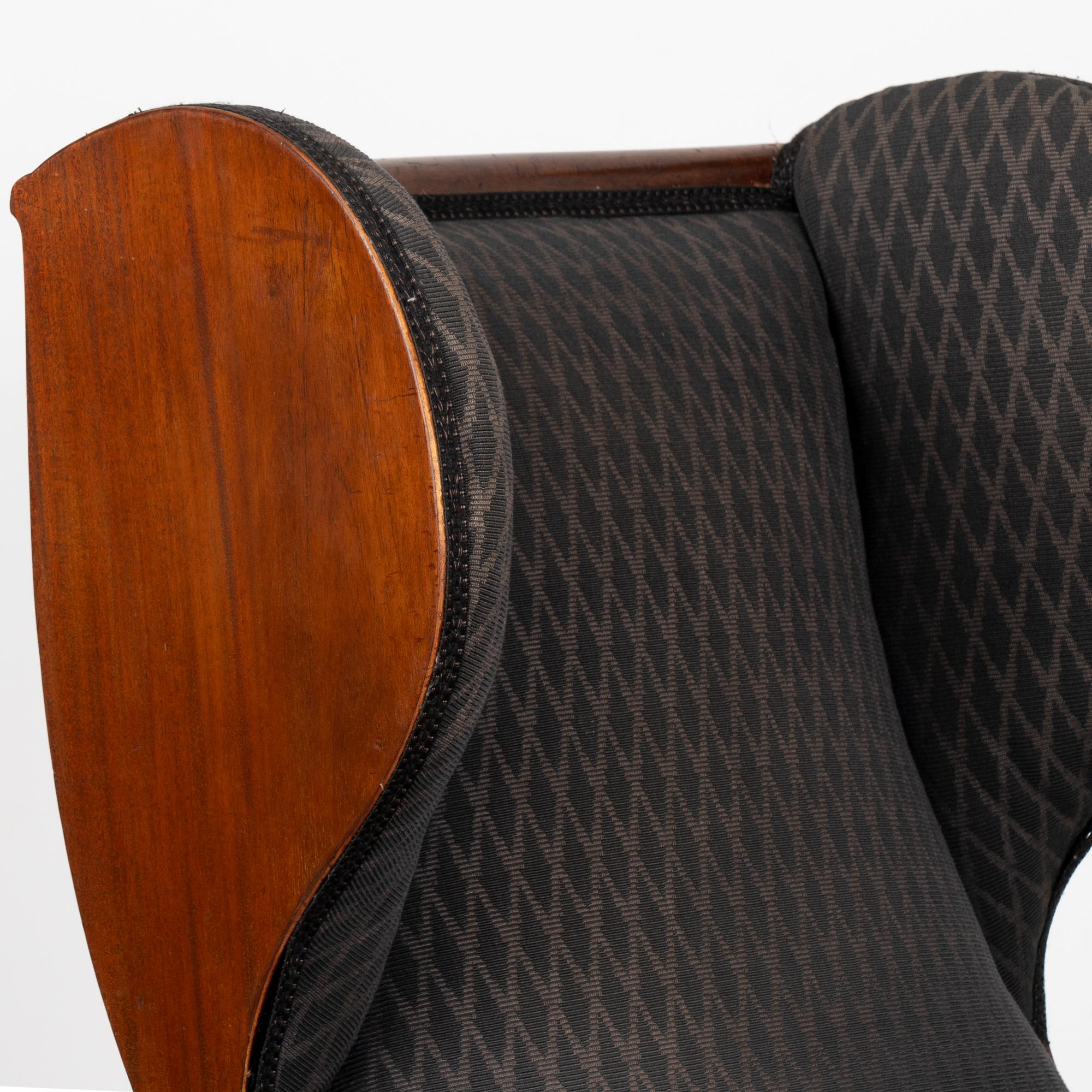 Pair, Mahogany Wingback Armchairs, Denmark circa 1840-60 In Good Condition In Round Top, TX