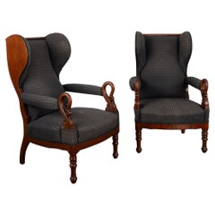 Paire de fauteuils à dossier en acajou, Danemark vers 1840-60
