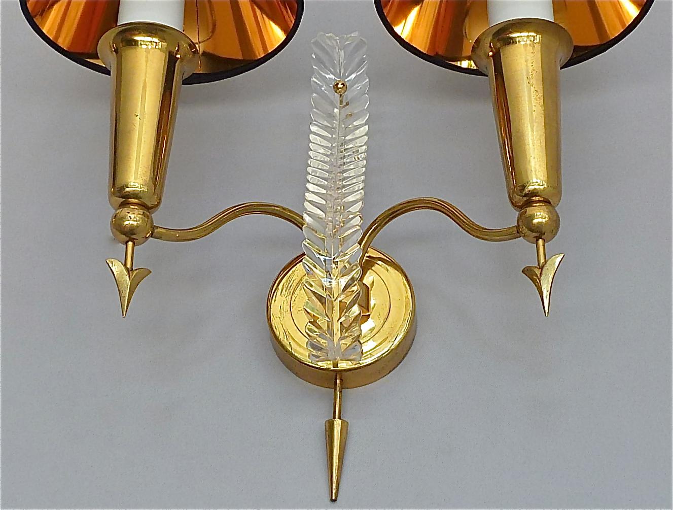 Pair of Maison Arlus Midcentury Sconces Jansen Arrow Brass Lamp, Gio Ponti Style 5