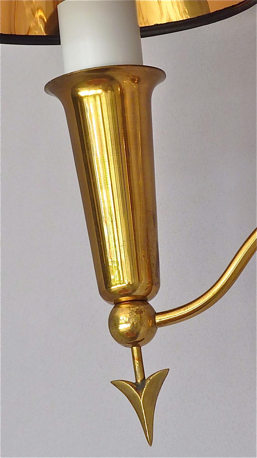Pair of Maison Arlus Midcentury Sconces Jansen Arrow Brass Lamp, Gio Ponti Style 9