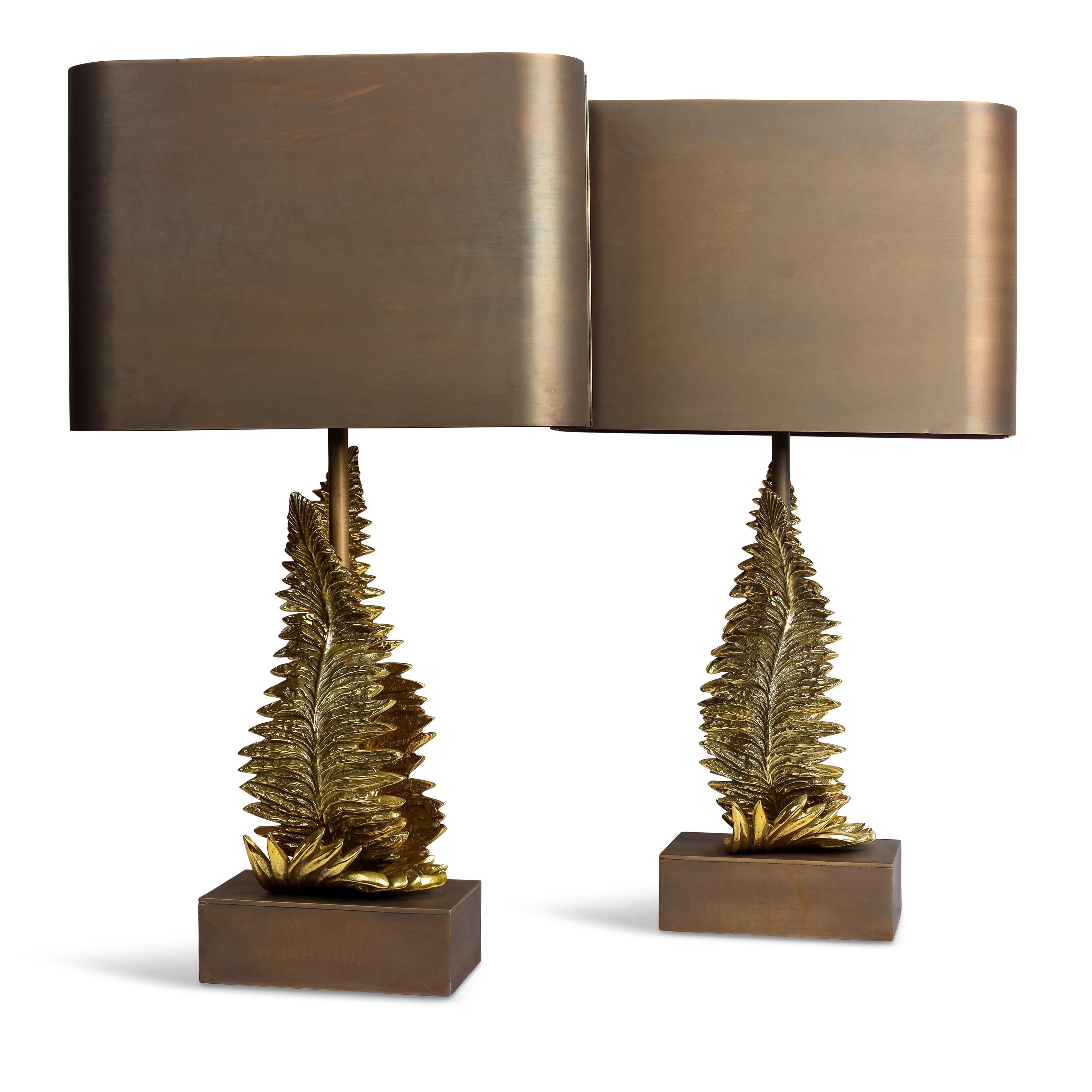 Mid-20th Century Pair Maison Charles Lamps By Chrystiane Charles Model Fougeres