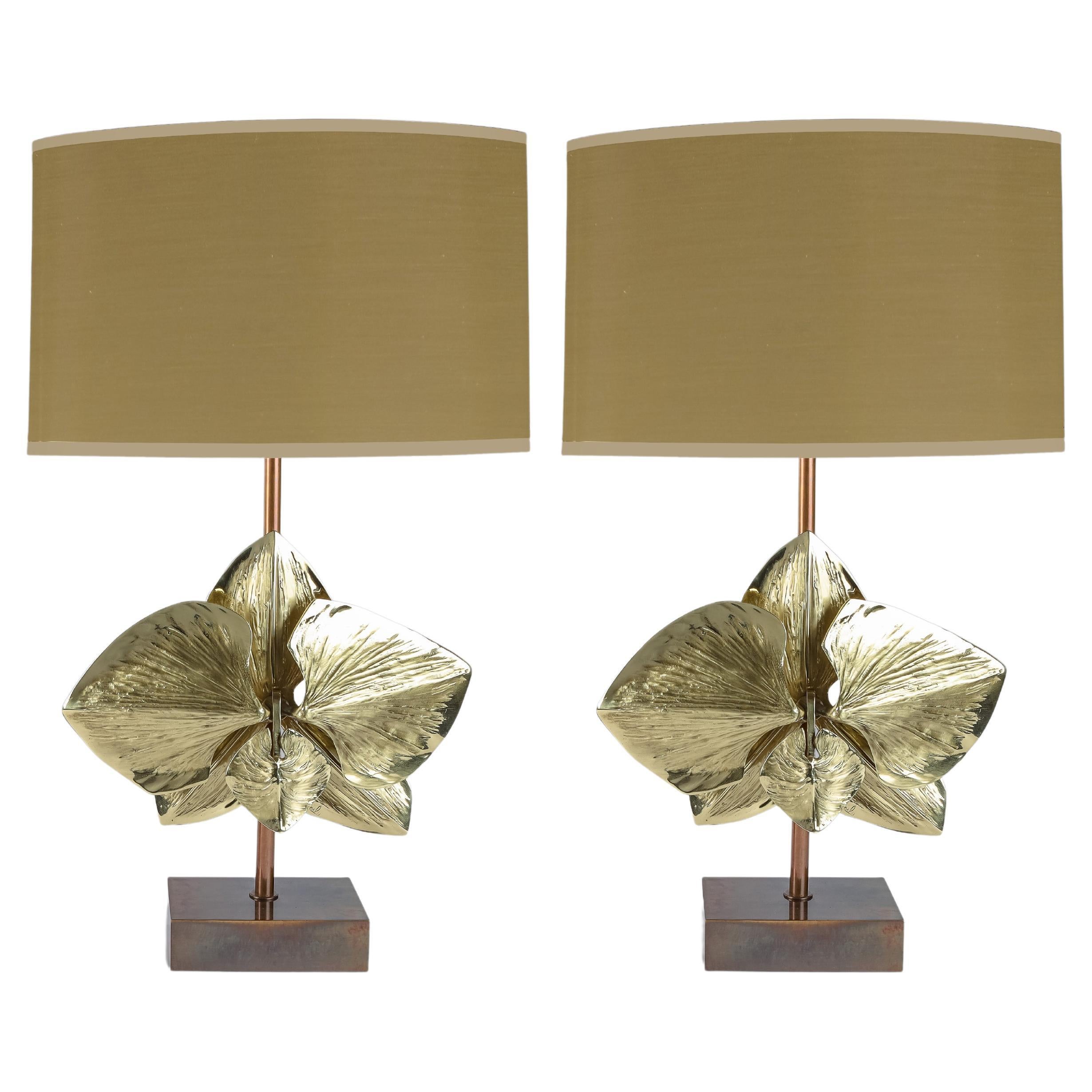 Paar Maison Charles Orchidee-Tischlampen