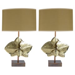 Vintage Pair Maison Charles Orchidee Table Lamps