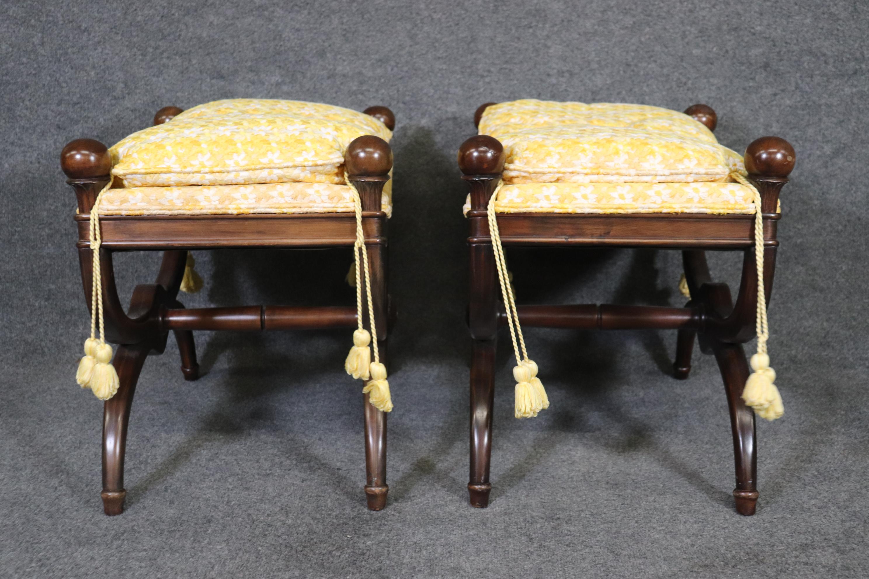 Pair Maison Jansen Attributed Mahogany French Directoire Footstools, Circa 1960s For Sale 2