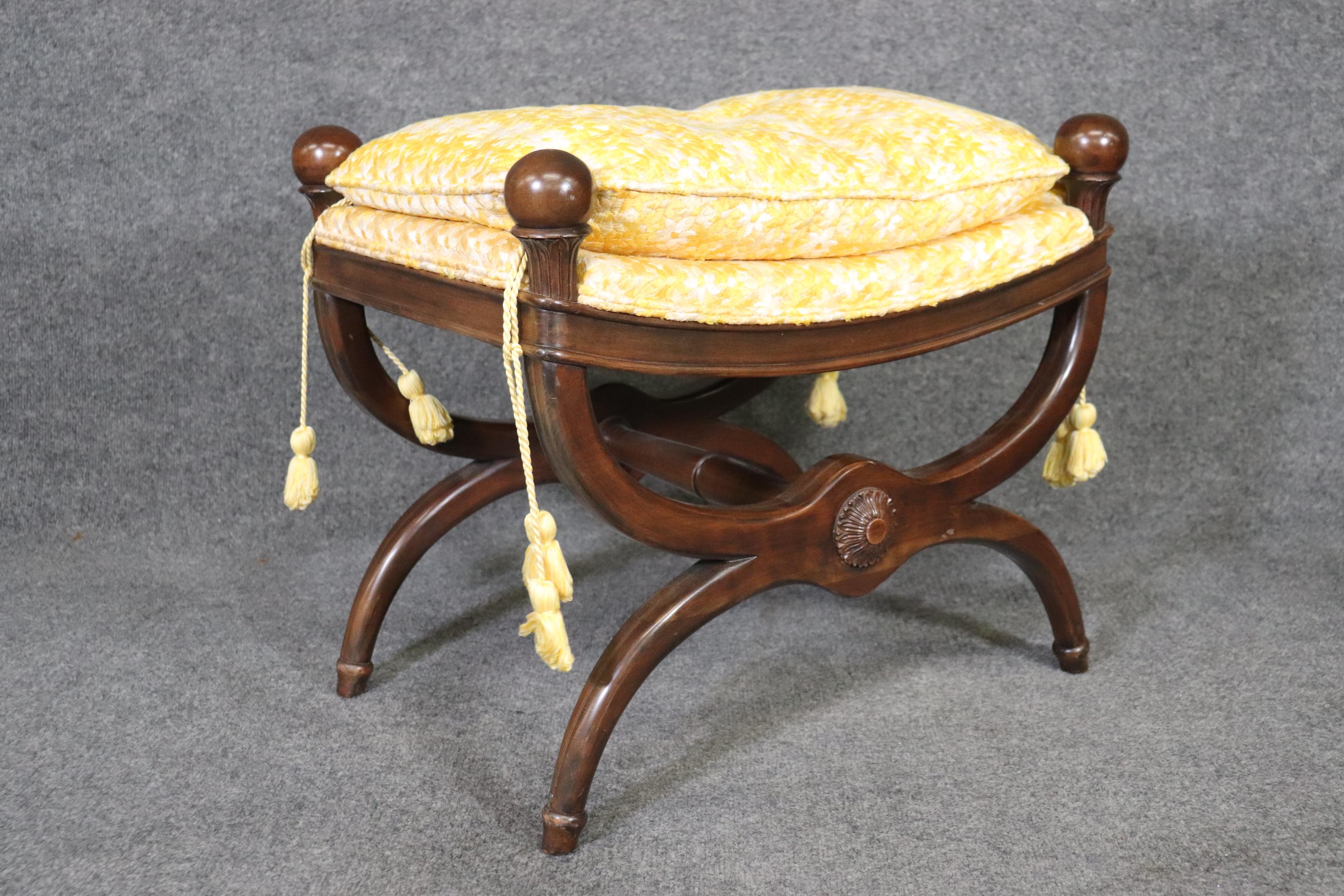 Pair Maison Jansen Attributed Mahogany French Directoire Footstools, Circa 1960s For Sale 3