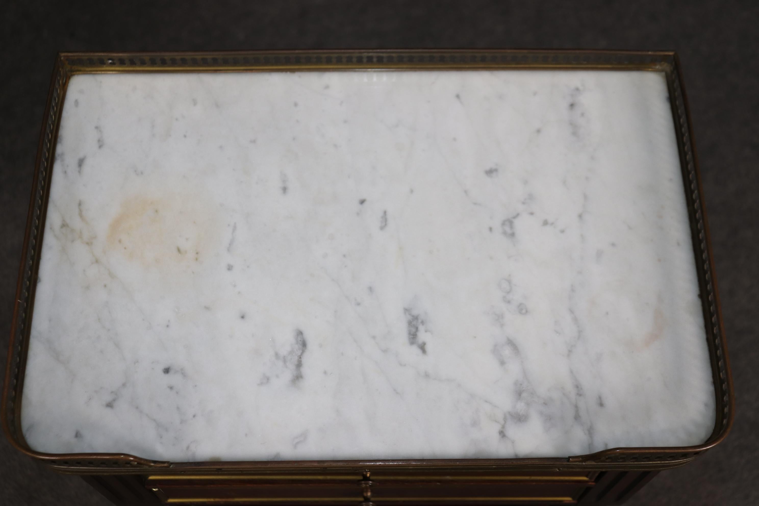 Pair Maison Jansen Louis XVI Style Marble Top Nightstands 1