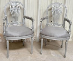 Pair Maison Jansen Silverleaf 'Montgolfier' Hot-Air Balloon Arm Chairs