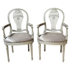 Pair Maison Jansen Silverleaf 'Montgolfier' Hot-Air Balloon Arm Chairs