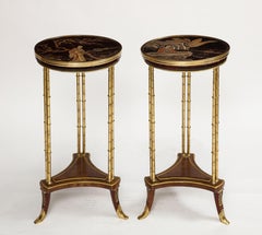 Pair Maison Jansen Style French Chinoiserie Gueridon Side Tables